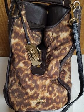 COACH Brown Leopard-Print Shoulder Bag